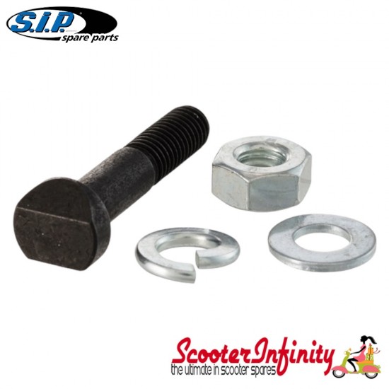 Kickstart Bolt Screw SIP Premium (With Nut, and Spring Washer, semi round head) (M8x40mm) (Vespa PX/​T5/​Cosa/​GTR/​TS/​Sprint V/​Super/​Rally)