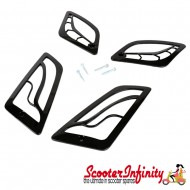 Indicator grill set shiny black (MOTO NOSTRA) (Vespa GT, GTL, GTV, GTS)