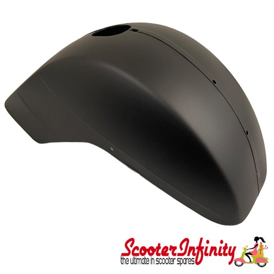 Mudguard (metal, black) (Vespa PX80-200/_PE/_Lusso, LML Star 125- 200 2T/_4T/_Stella)