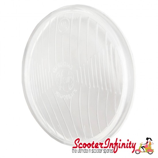 Headlight Lens SIEM (115mm) (Vespa 125 VNB3-6/​Super/​150 Super/​VB/​VBA/​VBB/​VGL/​GS/​160 GS)