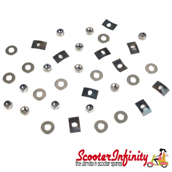 Rear Footboard Strip Fastener Fixing Kit (MB, Stainless Steel) (Lambretta LI S3 - LIS, SX, TV S3 - DL GP)