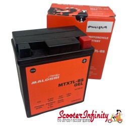Battery MALOSSI MTX7L-BS (YTX7L-BS) (Aprilia, VESPA GTS 125 iGet 2017 on, VESPA GTS 125 iGet Euro 5 2021 on, Primavera, Sprint)