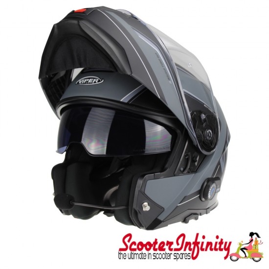 Helmet / VIPER RSV191 BL+ 3.0 BLUETOOTH (Flip Front, with Retractable Sun Visor - Raze Grey)