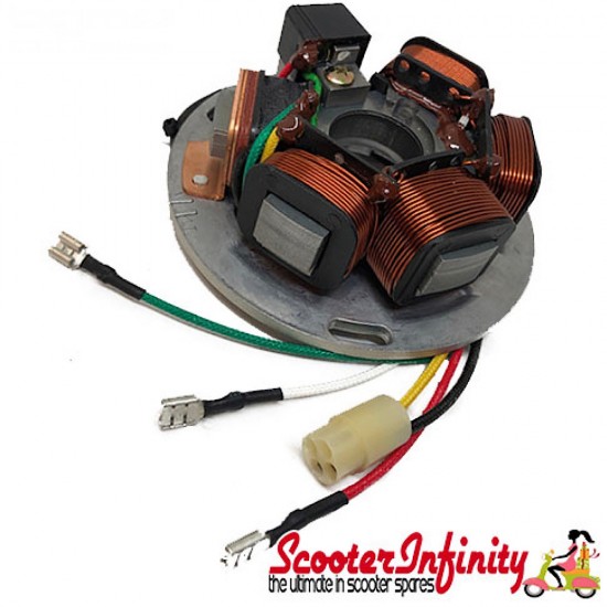 Stator Plate  (5 wires, 5 coils) (Vespa PX80-200 E Lusso/98/MY  also P150X /P200E/PX125-200 E)