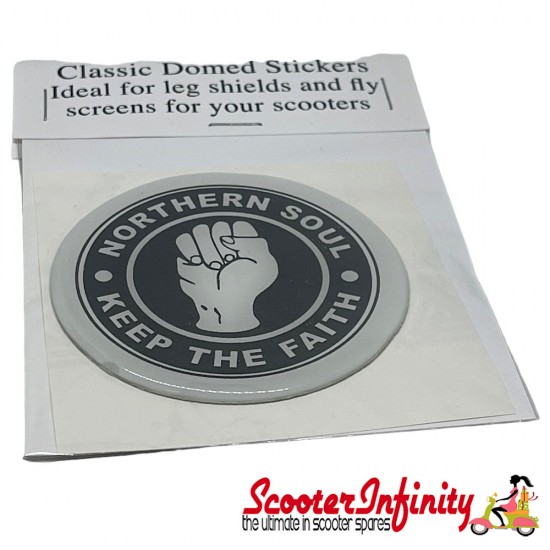 Badge Sticker Domed - Northern Soul (Black) (75mm, 75mm)
