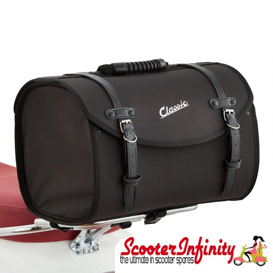 Case Top Box / Roll Bag Classic SIP Style - VESPA PX GTS/GT/GTV/LX LAMBRETTA (FITS TO ANY CARRIER) (35L) (Black)
