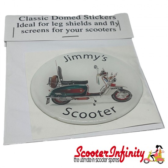 Badge Sticker Domed - Lambretta Jimmy Scooter (75mm, 75mm)