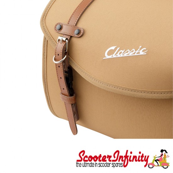 Case Top Box / Roll Bag Classic SIP Style - VESPA PX GTS/GT/GTV/LX LAMBRETTA (FITS TO ANY CARRIER) (35L) (Beige or Brown)