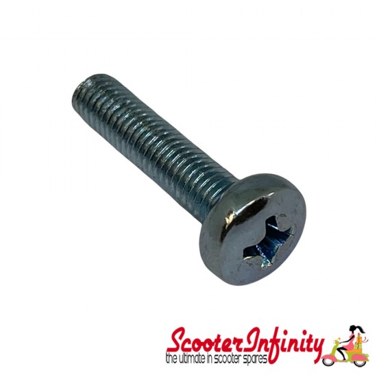 Screw M5x22mm (Cross recess, raised head) (CDI Bracket for Vespa PX, Elestart/PK, V125-150X/P150S) Screw M5x22mm (Cross recess, raised head) (CDI Bracket for Vespa PX, Elestart/PK, V125-150X/P150S)