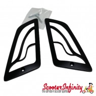 Indicator grills pair matt black (Front) (MOTO NOSTRA) (Vespa GT, GTL, GTV, GTS 125-300)