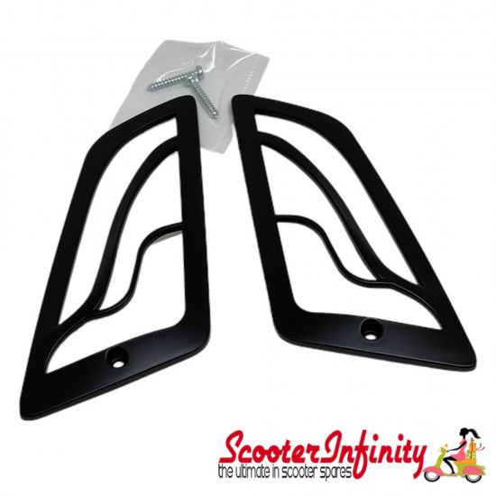 Indicator grills pair matt black (Front) (MOTO NOSTRA) (Vespa GT, GTL, GTV, GTS 125-300)