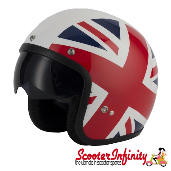 Helmet / MOD Vcan V537 Open Face - (Union Jack - With Popdown Sunvisor)