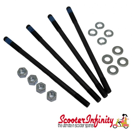 Cylinder Stud Bolt Kit M7 x 140mm (Set of 4 Nuts & Washers) (Vespa PX125)