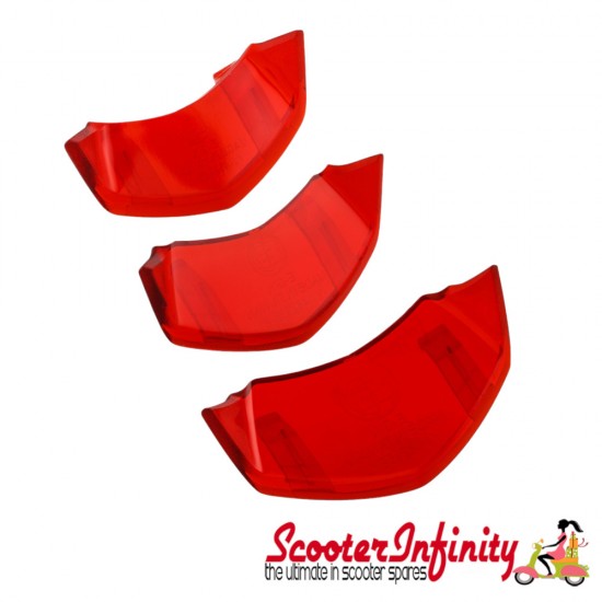 Horn Grill Inserts (3 parts, red transparant) (Vespa Primavera/​Sprint 50-150ccm ('18-))