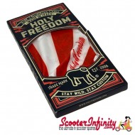 Neck Scarf / Bandana HOLY FREEDOM (Rising Sun Stretch - White/Red) (Scooter / Vespa / Lambretta)
