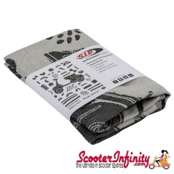 Tea Towel Pasta Veloce (SIP) (500 mm w 700 mm 100% cotton in black)