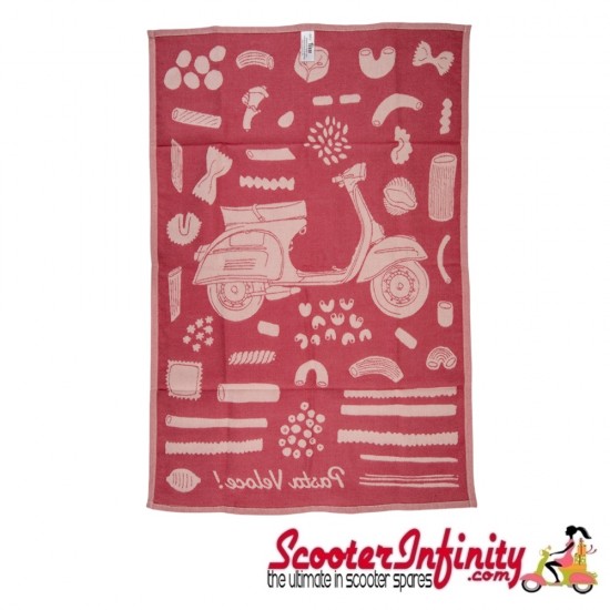 Tea Towel Pasta Veloce (SIP) (500 mm w 700 mm 100% cotton in red)