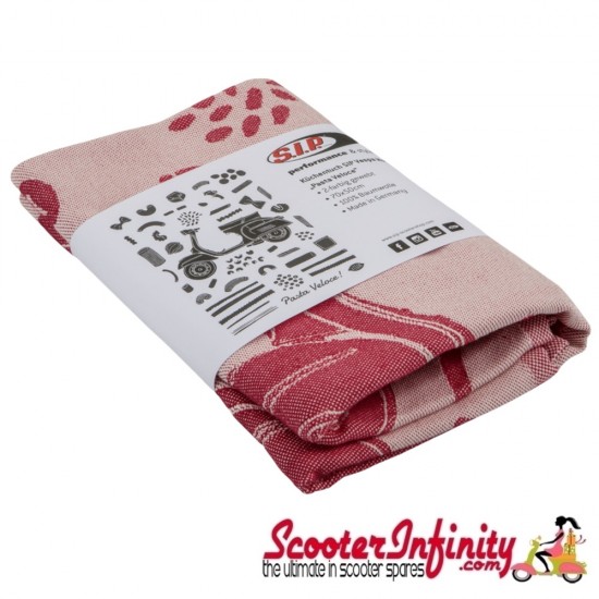 Tea Towel Pasta Veloce (SIP) (500 mm w 700 mm 100% cotton in red)