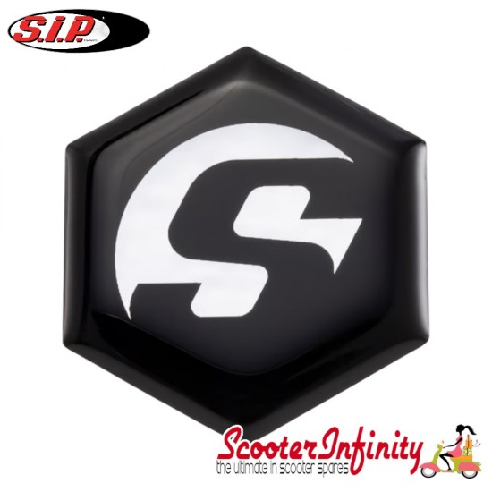 Badge Sticker "PIAGGIO" Emblem Horncover (32x28 mm, adhesive) (Vespa PK50-125 XL/​XL2/​PX80-200E/​Lusso/​'98/​T5)