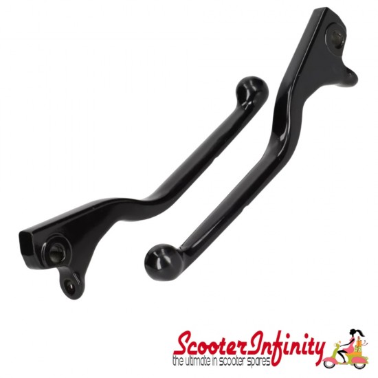 Levers (OEM Quality, Shiny Black, Pair) - Vespa GTS/GTS Super/GTV/GT - 2022 onwards