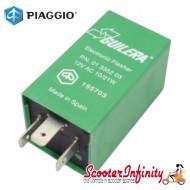 Indicator Relay / Flasher GENUINE PIAGGIO (6-12V, 10-21 watt - GRADE A) (Vespa PX80-200/PE/Lusso/T5 /Cosa, 50 Special/PK50 -125 S/SS/XL/XL2/LML Star 125-200 2T/4T)