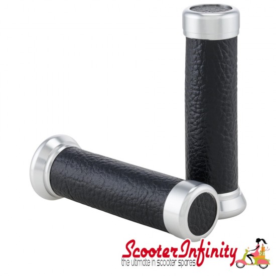 Handlebar Twist Grips SIP ET2/​ET4/​LX/​LXV/​S/​Primavera/​Sprint 50-150cc (Black LEATHER)