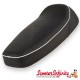Seat ANCILLOTTI Vespa (Black, Stitched, White Piping) (PX80-200/PE/Lusso/PX'98/MY/T5 Classic)