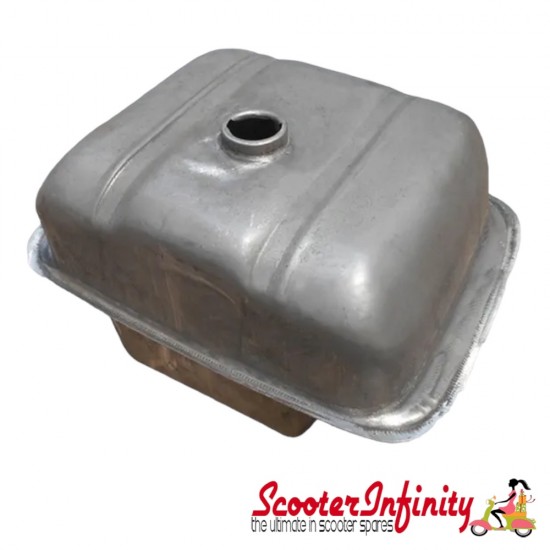 Fuel Tank Lambretta Mid-Range 13 Litre with Bare Metal, with Straps (125 LI /Special/GP/DL/150 LI /Special/SX/GP/175 TV (2? -3?)/200 TV/SX/GP/DL)