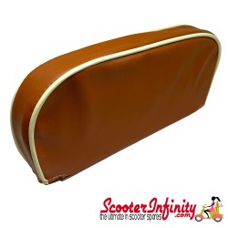 Backrest Pad (Tan, Cream Piping) (Universal, Vespa / Lambretta)