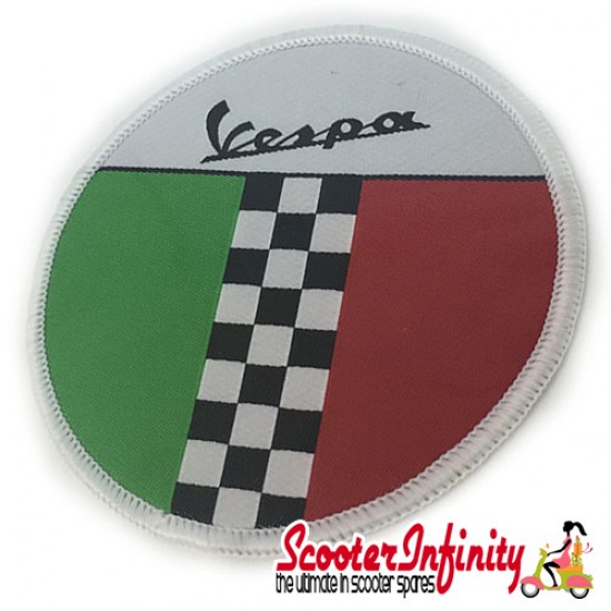 Patch Clothing Sew On - Vespa Italian Flag Check (80mm, 80mm)