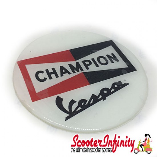 Badge Sticker Domed - Vespa Champion (75mm, 75mm)