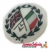 Badge Sticker Domed - Union Jack Italian Crossed Flags (75mm, 75mm)
