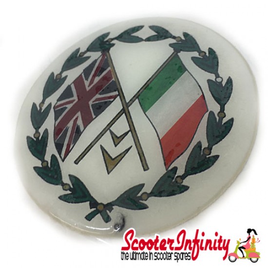Badge Sticker Domed - Union Jack Italian Crossed Flags (75mm, 75mm)