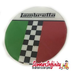 Badge Sticker Domed - Lambretta Italian Flag Check (75mm, 75mm)