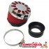 Air Filter RACING MALOSSI E13 (red, cap: chrome) (PHBH 28/30/TMX 27/30/PWK 33/35 carburettor,  connection: 42/50/58,5mm,  l 95 mm)