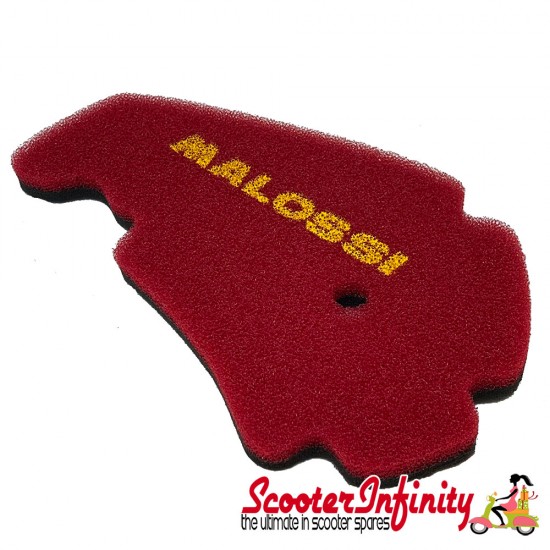 Air Filter Malossi Double Red Sponge (Aprilia, Gilera, Derbi - Piaggio X7, X9, Beverly, MP3)