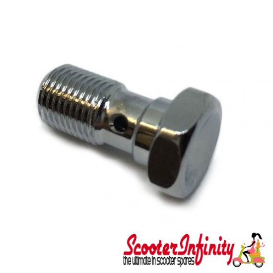 Banjo Bolt (M10x1 mm, aluminium, chrome anodized, SPIEGLER) Banjo Bolt (M10x1 mm, aluminium, chrome anodized, SPIEGLER)