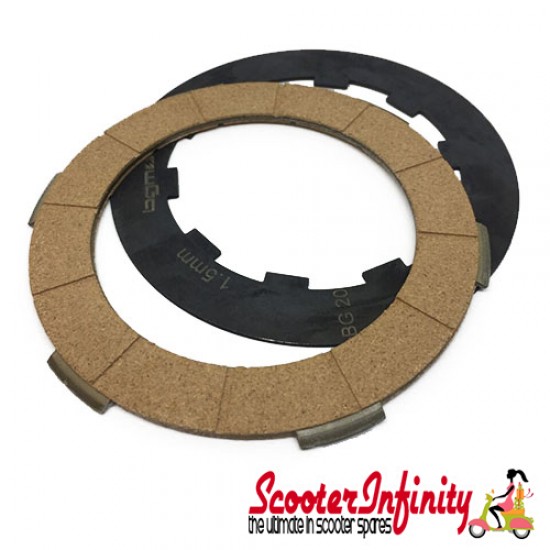 Clutch Plate Kit BGM Pro (Including Steel Plates) (4 Plates) (Lambretta LI, LIS, SX, TV (Series 2-3), DL, GP)