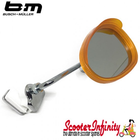 Mirror Clamp On RIGHT Hand (Universal Scooter Fitting) (BUMM) (Orange / White) (Vespa / Lambretta) Mirror Clamp On RIGHT Hand (Universal Scooter Fitting) (BUMM) (Orange / White) (Vespa / Lambretta)