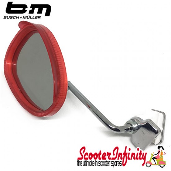 Mirror Clamp On LEFT Hand (Universal Scooter Fitting) (BUMM) (Red / White) (Vespa / Lambretta)