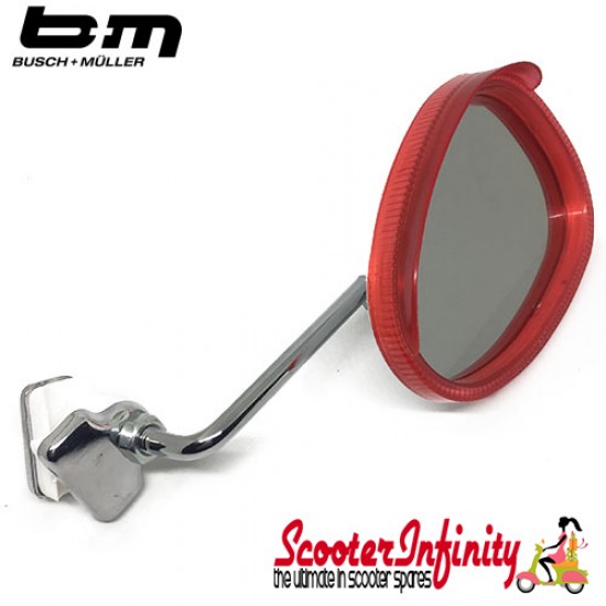 Mirror Clamp On RIGHT Hand (Universal Scooter Fitting) (BUMM) (Red / White) (Vespa / Lambretta)