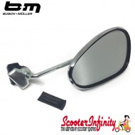 Mirror Clamp On RIGHT Hand (120 x 70mm) (Universal Scooter Fitting) (BUMM) (Chrome) (Vespa / Lambretta)