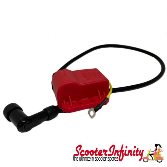 CDI Unit / HT Coil BGM PRO with Lead & Cap (Red) (Vespa / Lambretta)