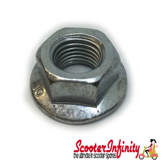 Clutch Nut Cosa (Zinc Plated) (Vespa PX125-200 E Lusso `95->/`98/MY/`11/Cosa 2,  crimped, self-securing)