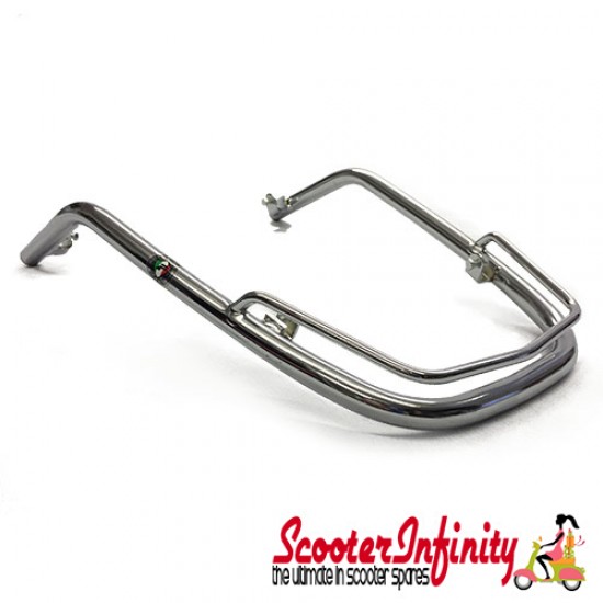 Crashbars / Bumper / Mudguard Front Traveller (Chrome, Double Tube) (Cuppini) (Vespa PX80-200/PE /Lusso/T5 Classic)