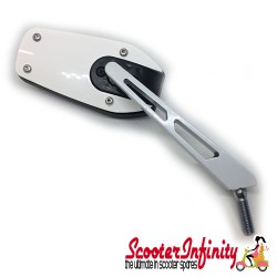Mirror FAR F1 White R/S (right handed thread)  (Vespa - ET/LX/LXV/S/GTS/GTS Super/GTV /GT 60/GT/GT L )