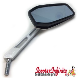Mirror FAR F1 White R/S (right handed thread)  (Vespa - ET/LX/LXV/S/GTS/GTS Super/GTV /GT 60/GT/GT L )