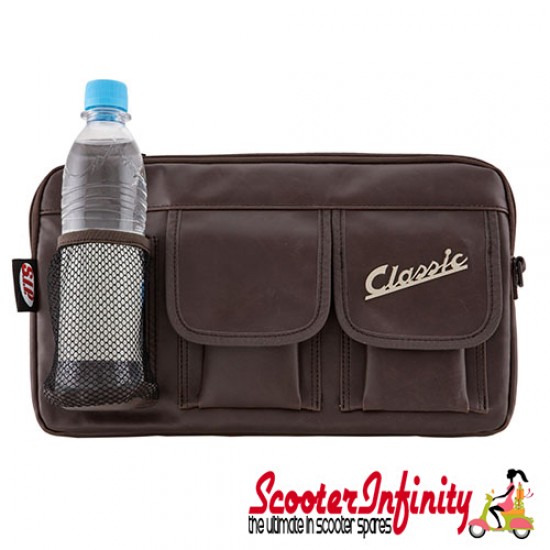 Bag Glovebox Toolbox "Classic" (SIP) (Brown Faux Leather) (Fits around glovebox door) (Classic Vespa, Modern Vespa)