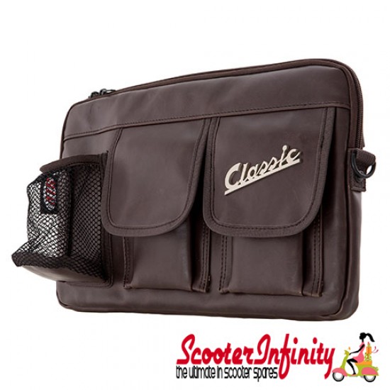 Bag Glovebox Toolbox "Classic" (SIP) (Brown Faux Leather) (Fits around glovebox door) (Classic Vespa, Modern Vespa)