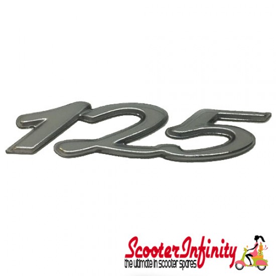 Badge 125 glovebox (chrome, fixation: adhesive,  44x10mm) (Vespa GTS 125)